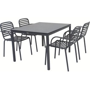 Mandalay Havem�bels�t m. Pure Bord 132 cm og 4 Ivy Pipe Stole, Antracit