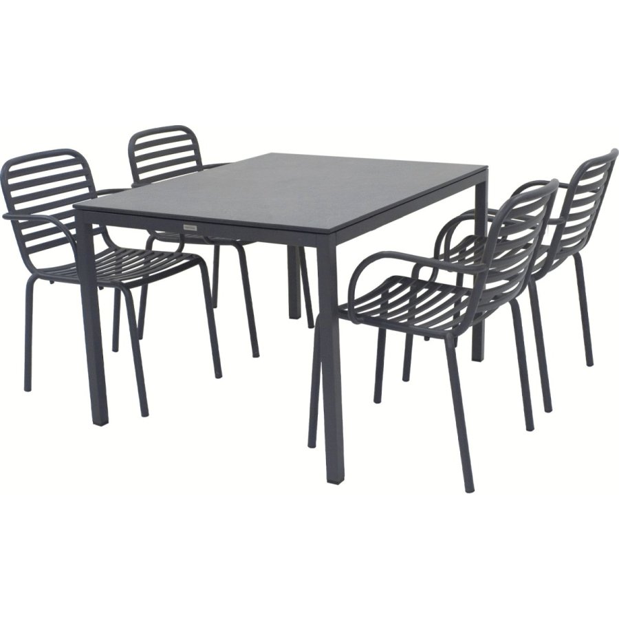 Mandalay Havem�bels�t m. Pure Bord 132 cm og 4 Ivy Pipe Stole, Antracit