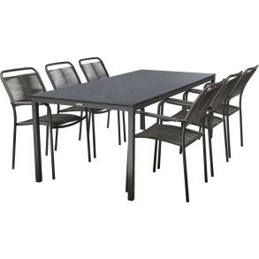 Mandalay Havem�bels�t m. Pure Bord 197 cm og 6 Verona Stole, Antracit