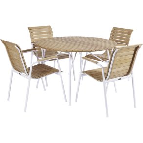 Mandalay Havem�bels�t m. Magnolia Bord 110 cm og 4 Bellevue Stole, Hvid