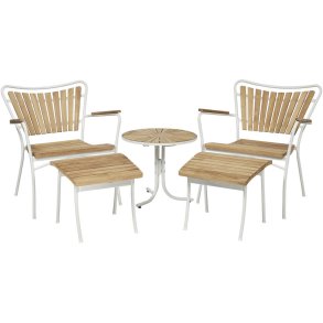 Mandalay Marguerit Loungest 50 cm m. 2 Stole og 2 Skamler, Hvid