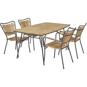 Mandalay Marguerit Tuinmeubelset met 4 Stoelen 144 cm, Antraciet