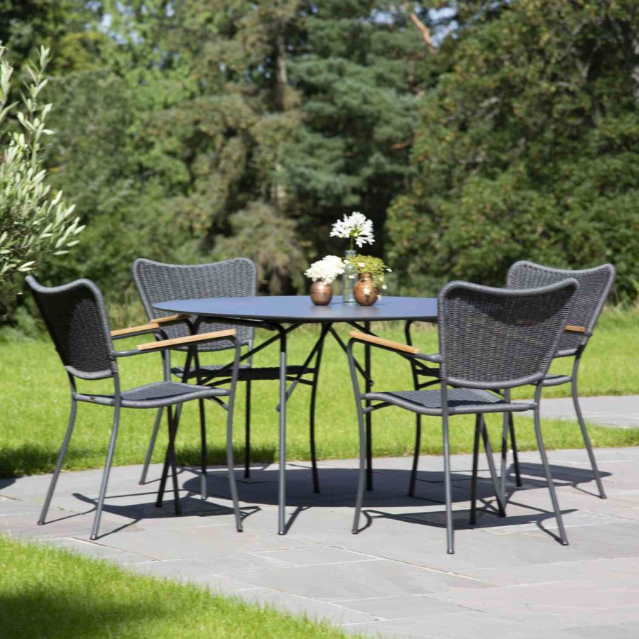 Mandalay Pure Gartenmöbel-Set mit 4 Marguerit String-Stühlen 120 cm, Anthrazit