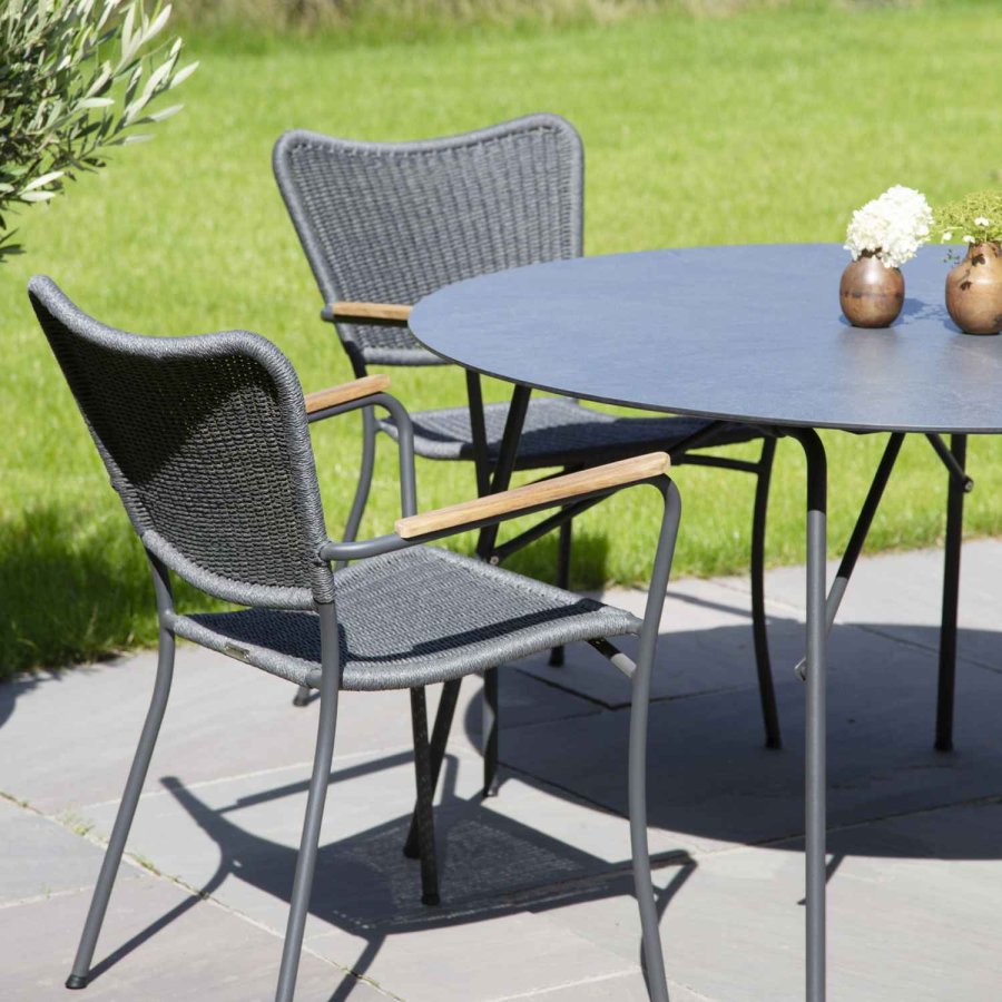 Mandalay Pure Gartenmöbel-Set mit 4 Marguerit String-Stühlen 120 cm, Anthrazit