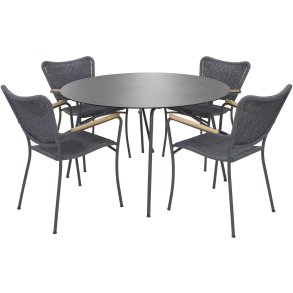 Mandalay Pure Havembelst m. 4 Marguerit String Stole 120 cm, Antracit