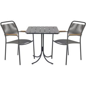 Mandalay Pure Cafest m. 2 Verona Stole m. Teak Armln 67 cm, Antracit