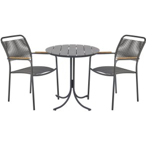 Mandalay Pure Cafest m. 2 Verona Stole m. Teak Armln 67 cm, Antracit