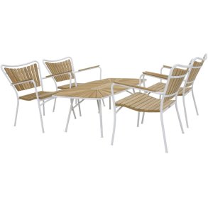 Mandalay Marguerit Loungeset met 4 Stoelen 130 cm, Wit
