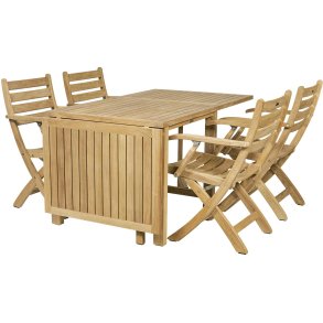 Mandalay Cambridge Havembelst Klapbord m. 4 Dian Foldestole, Teak