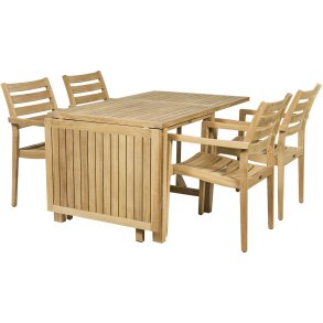 Mandalay Cambridge Havembelst Klapbord m. 4 York Stole, Teak