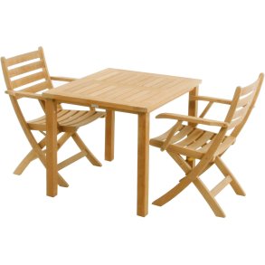 Mandalay Cambridge Cafesæt m. 2 Dian Foldestole 90 cm, Teak