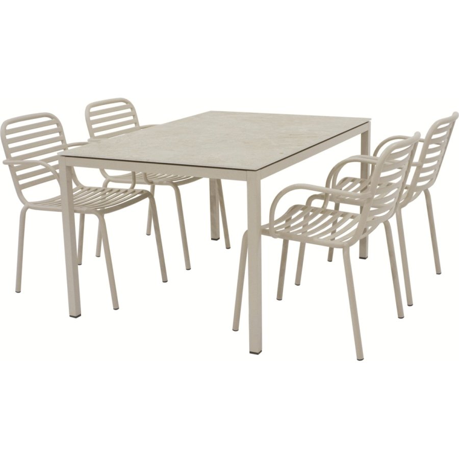 Mandalay Havem�bels�t m. Terra Bord 132 cm og 4 Ivy Pipe Stole, Taupe