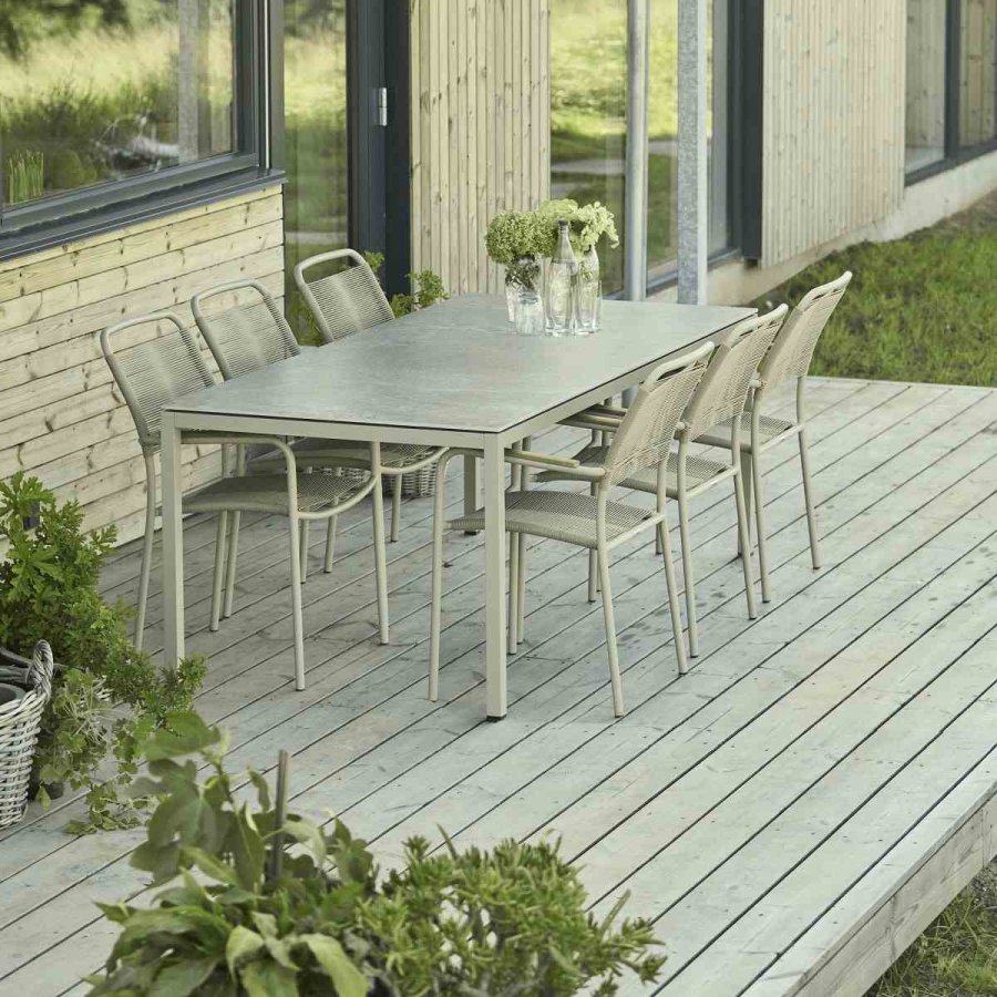 Mandalay Havem�bels�t m. Terra Bord 197 cm og 6 Verona Stole, Taupe