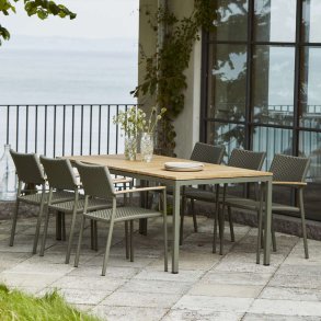 Mandalay Havemøbelsæt m. Toscana Bord 197 cm og 6 Siena Stole, Olivengrøn