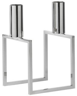 Audo Kubus Line Lysestage H16 cm, Nikkelbelagt