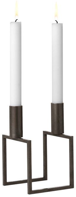 Audo Kubus Line Lysestage H16 cm, Bruneret Kobber