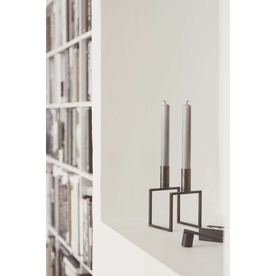 Audo Kubus Line Lysestage H16 cm, Bruneret Kobber