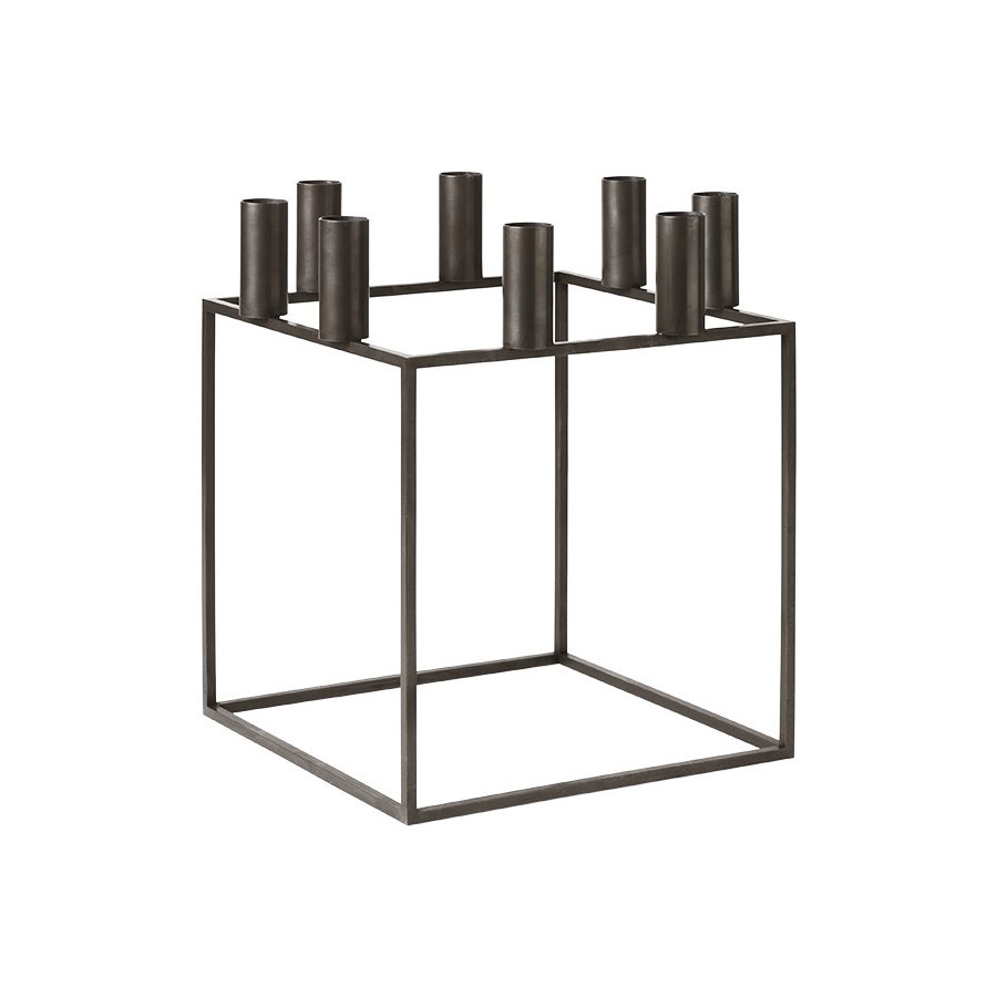Audo Kubus 8 Lysestage H29 cm, Bruneret Kobber