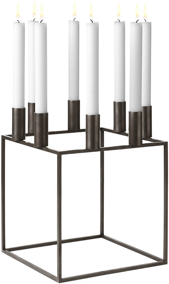Audo Kubus 8 Lysestage H29 cm, Bruneret Kobber