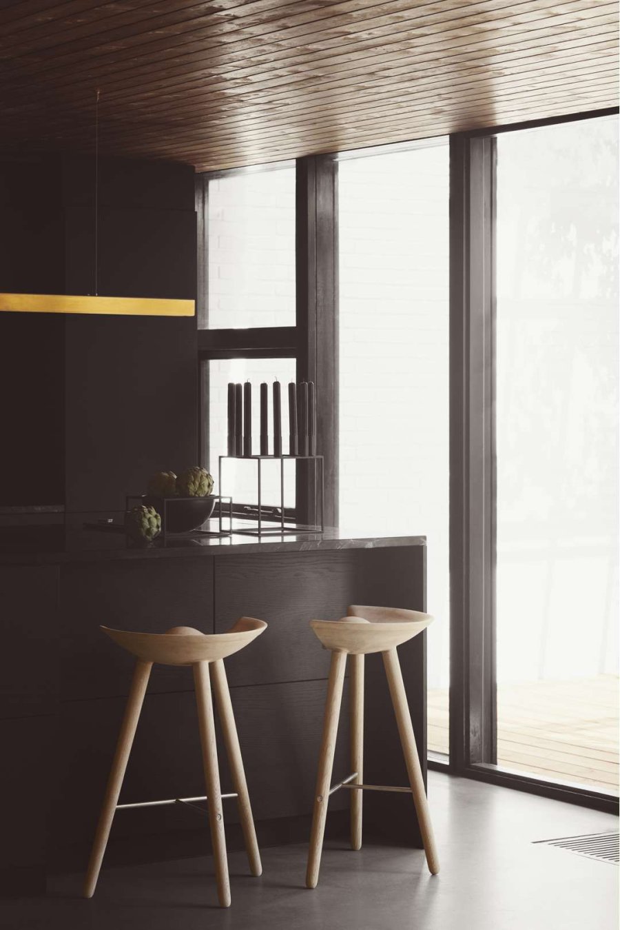 Audo Kubus 8 Lysestage H29 cm, Bruneret Kobber