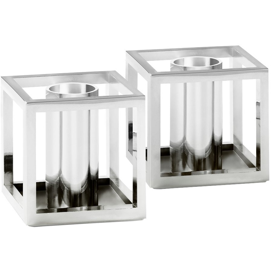 Audo Kubus Micro Lysestage 2 stk. H3,65 cm, Nikkelbelagt