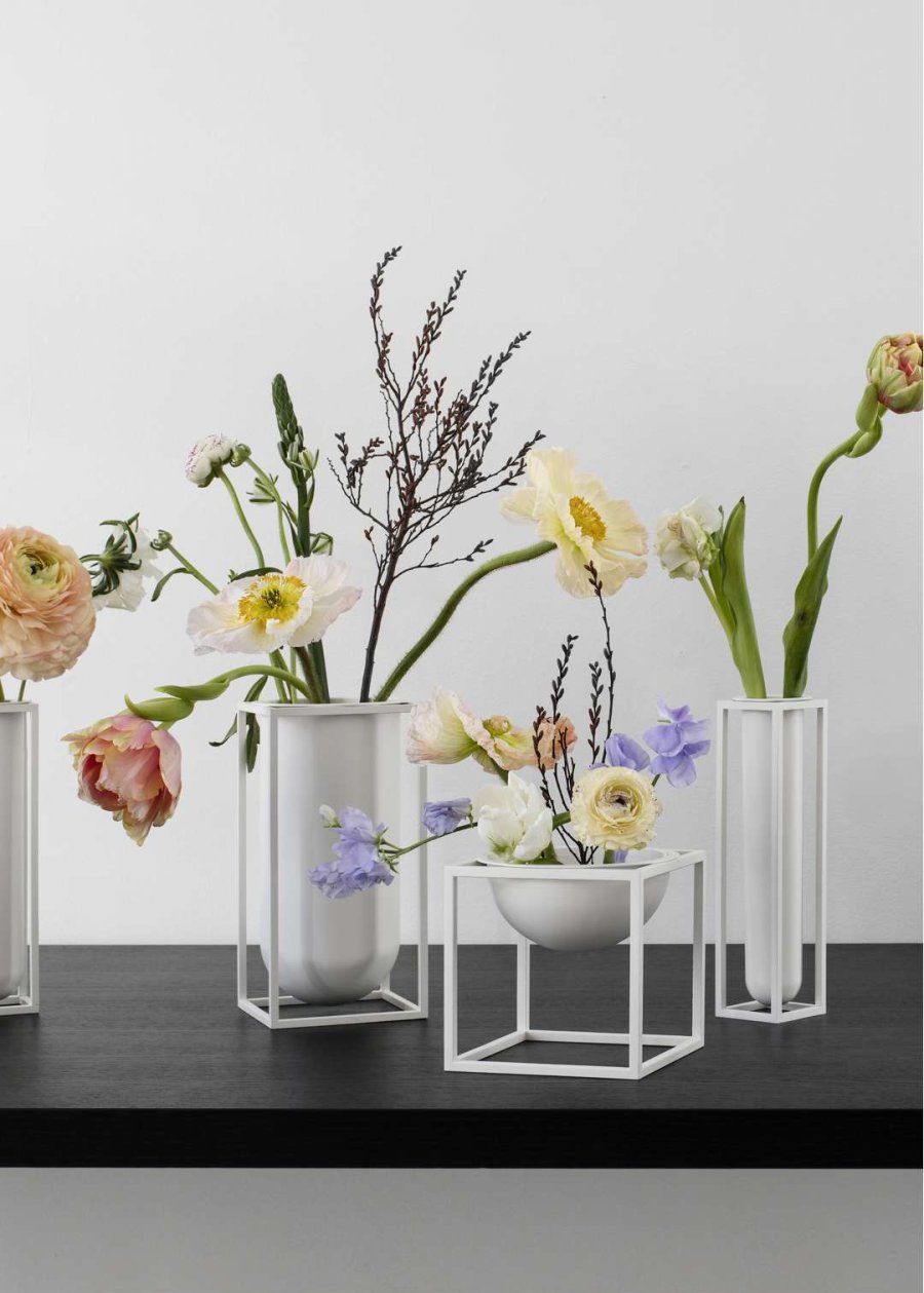 Audo Kubus Flora Vase H24 cm, Hvid