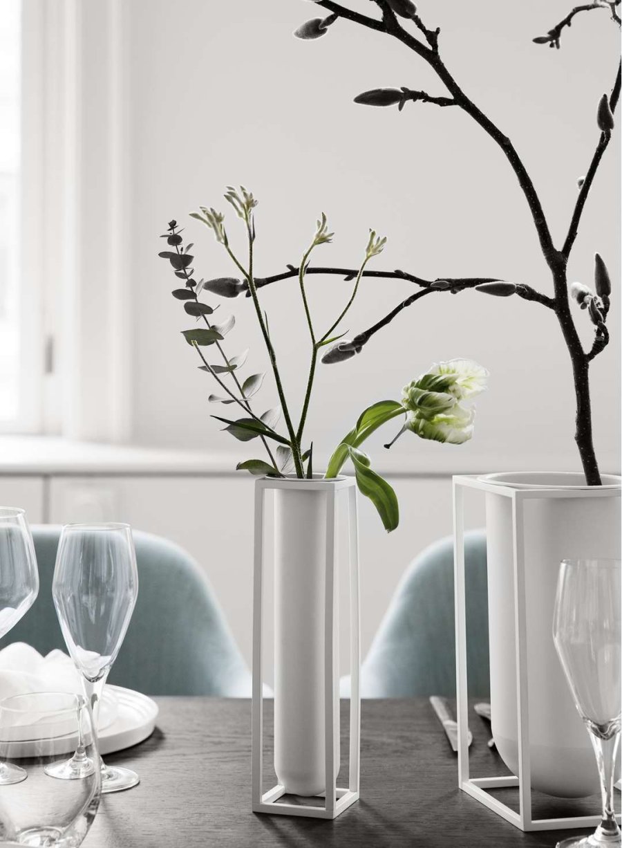 Audo Kubus Flora Vase H24 cm, Hvid
