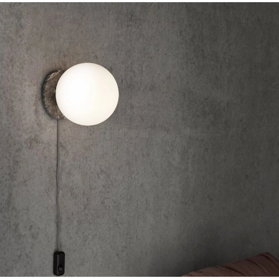 Audo TR Bulb Bord-/Vglampe H22 cm, Shiny Opal/Ocean Grey Marble
