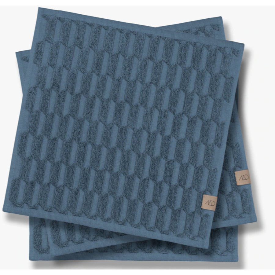 Mette Ditmer Geo Waschlappen 3er Set 30x30 cm, Slate Blue