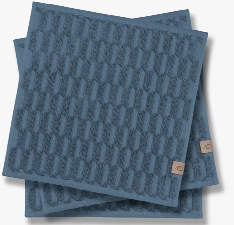 Mette Ditmer Geo Waschlappen 3er Set 30x30 cm, Slate Blue