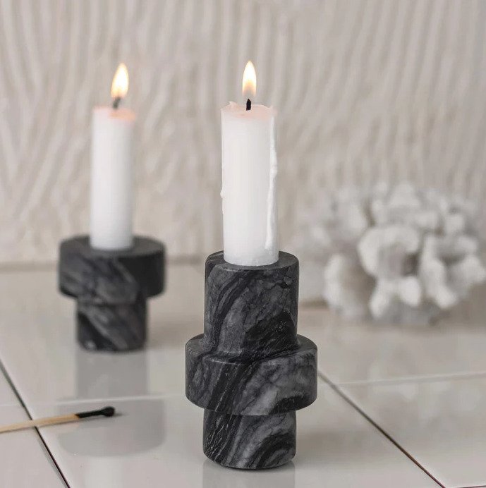 Mette Ditmer Marble Kerzenstnder H7 cm, Grau