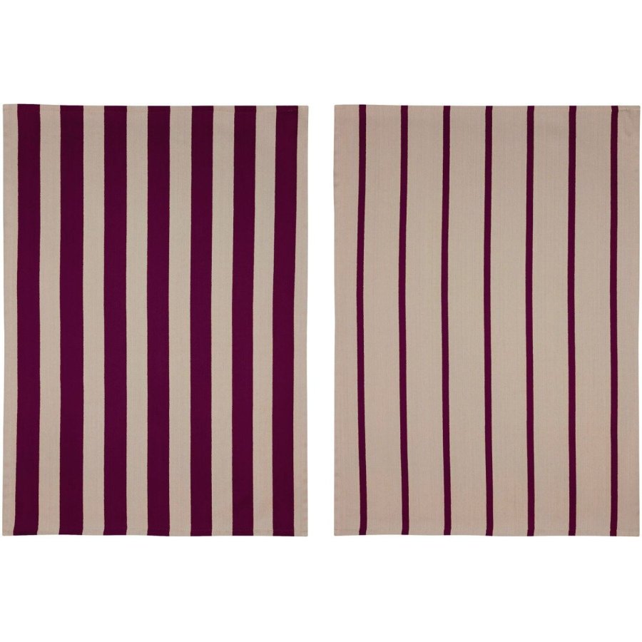 Mette Ditmer Stripes Viskestykke 2 stk. 50x70 cm, Wine