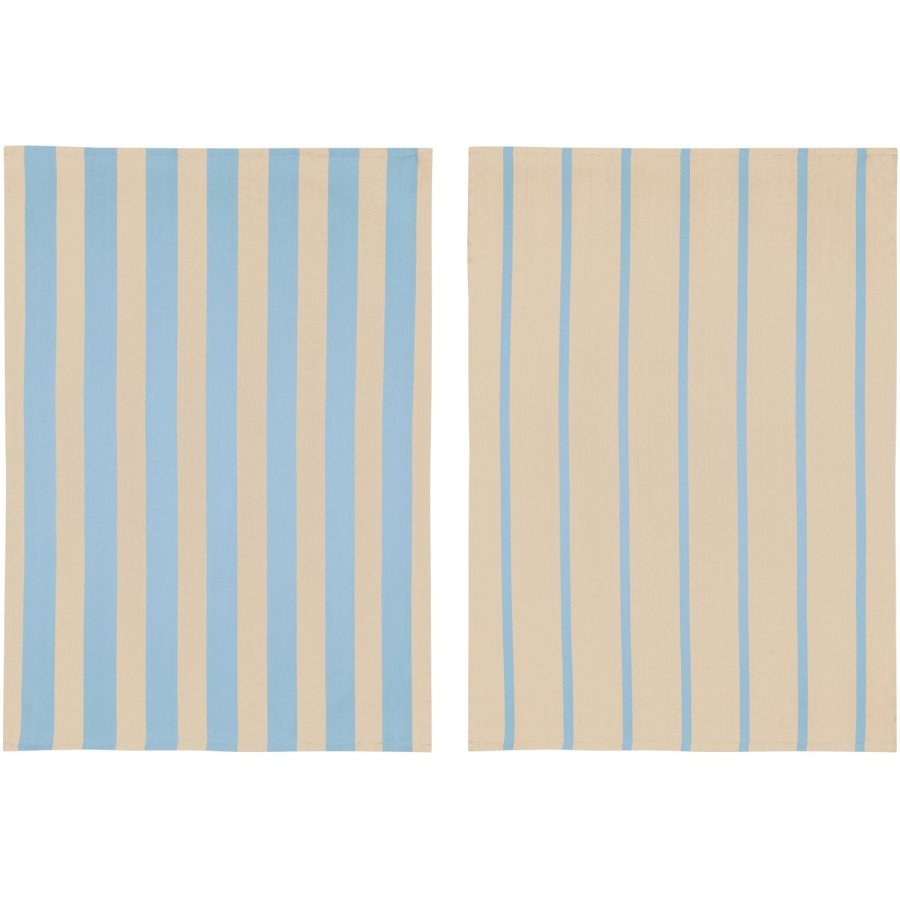 Mette Ditmer Stripes Viskestykke 2 stk. 50x70 cm, Light Blue