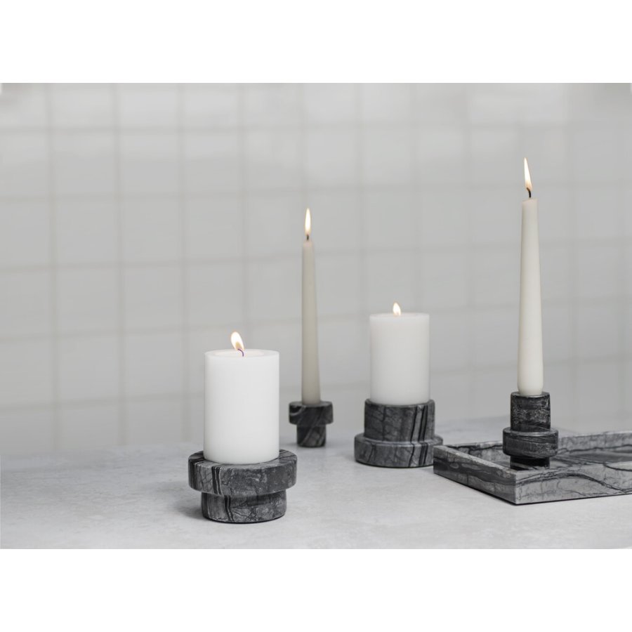 Mette Ditmer Marble Kerzenhalter H5 cm, Schwarz/Grau