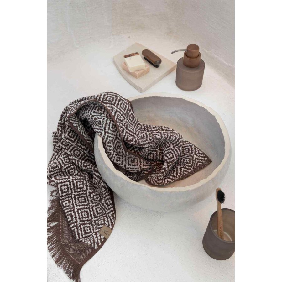 Mette Ditmer Morocco Handtuch 2er Set 35x55 cm, Schokolade/Gebrochenes Wei