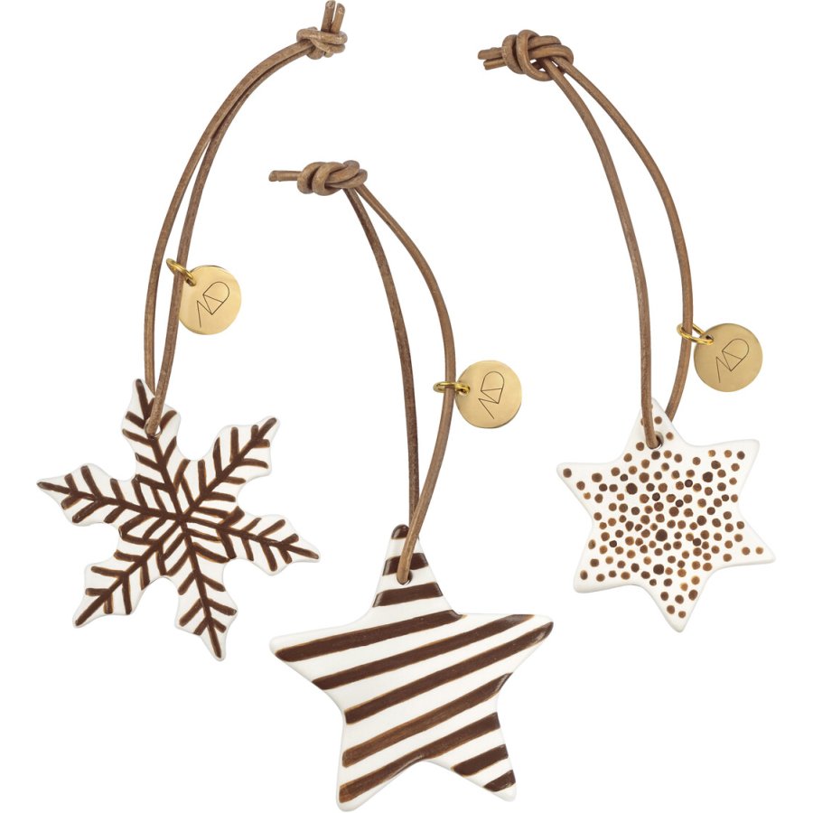 Mette Ditmer Star Ornament 3er Set, Walnuss