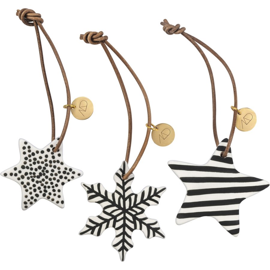 Mette Ditmer Star Ornament 3er Set, Schwarz