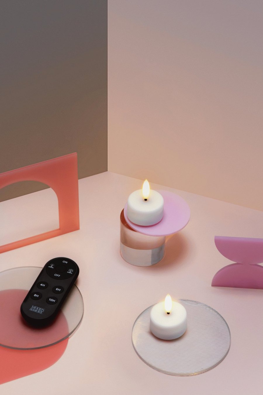 Moods & More Teelichter LED 2er Set 3,9xH2,0 cm, Wei