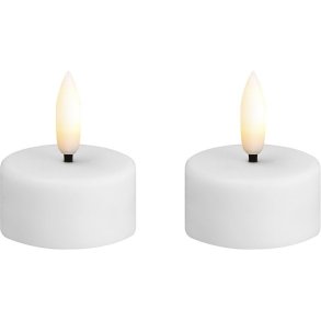 Moods & More Fyrfadslys LED 2 stk. 3,9xH2 cm, Hvid