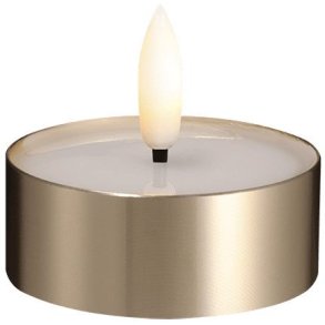 Moods & More Fyrfadslys m. Smelteeffekt LED 6,3xH2,5 cm, Messingfinish