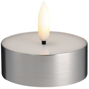 Moods & More Fyrfadslys m. Smelteeffekt LED 6,3xH2,5 cm, Slvfinish