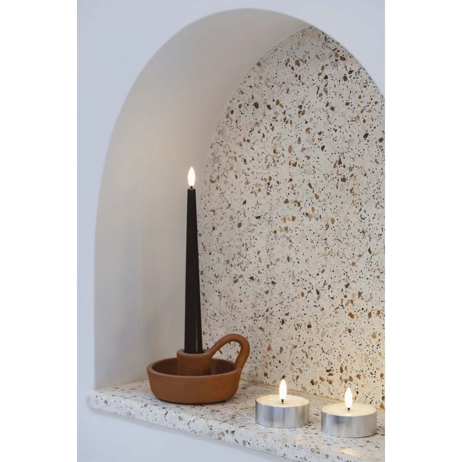 Moods & More Teelicht mit Schmelzeffekt LED 6,3xH25 cm, Silber-Finish