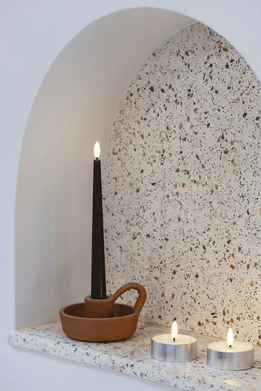 Moods & More Teelicht mit Schmelzeffekt LED 6,3xH25 cm, Silber-Finish