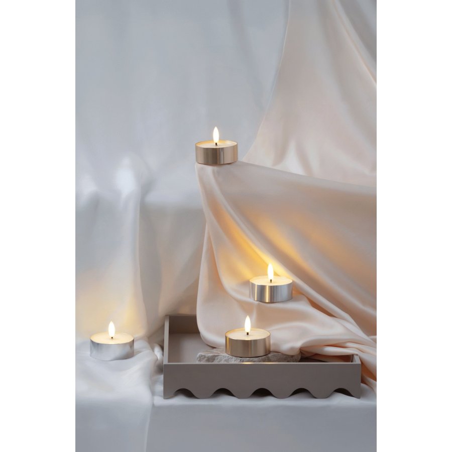 Moods & More Teelicht mit Schmelzeffekt LED 6,3xH25 cm, Silber-Finish