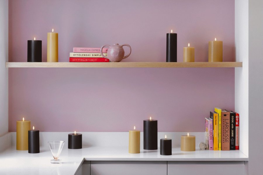 Moods & More Stumpenkerze LED 7,4xH10 cm, Charcoal