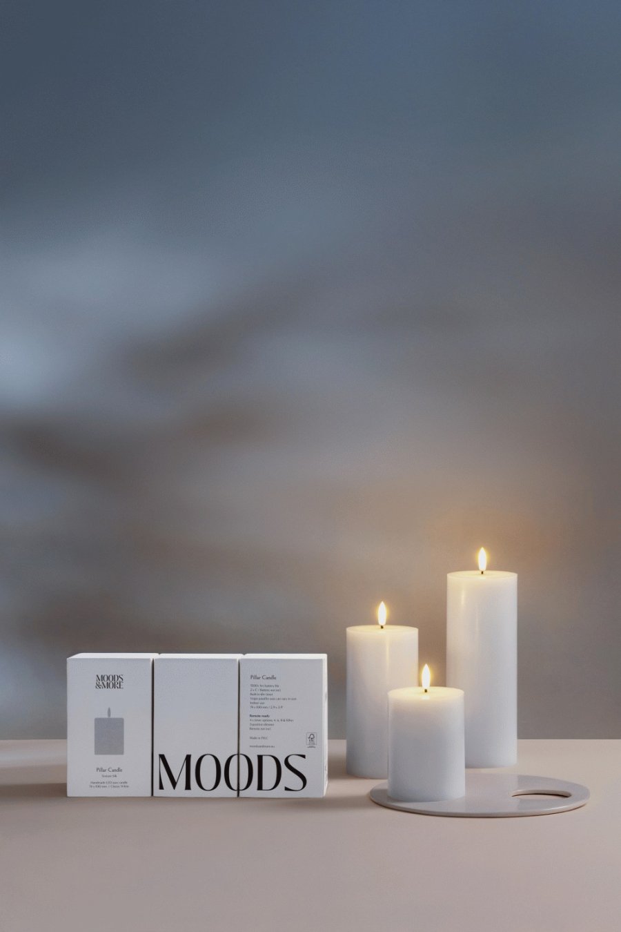 Moods & More Stumpenkerze LED 7,4xH10 cm, Classic White