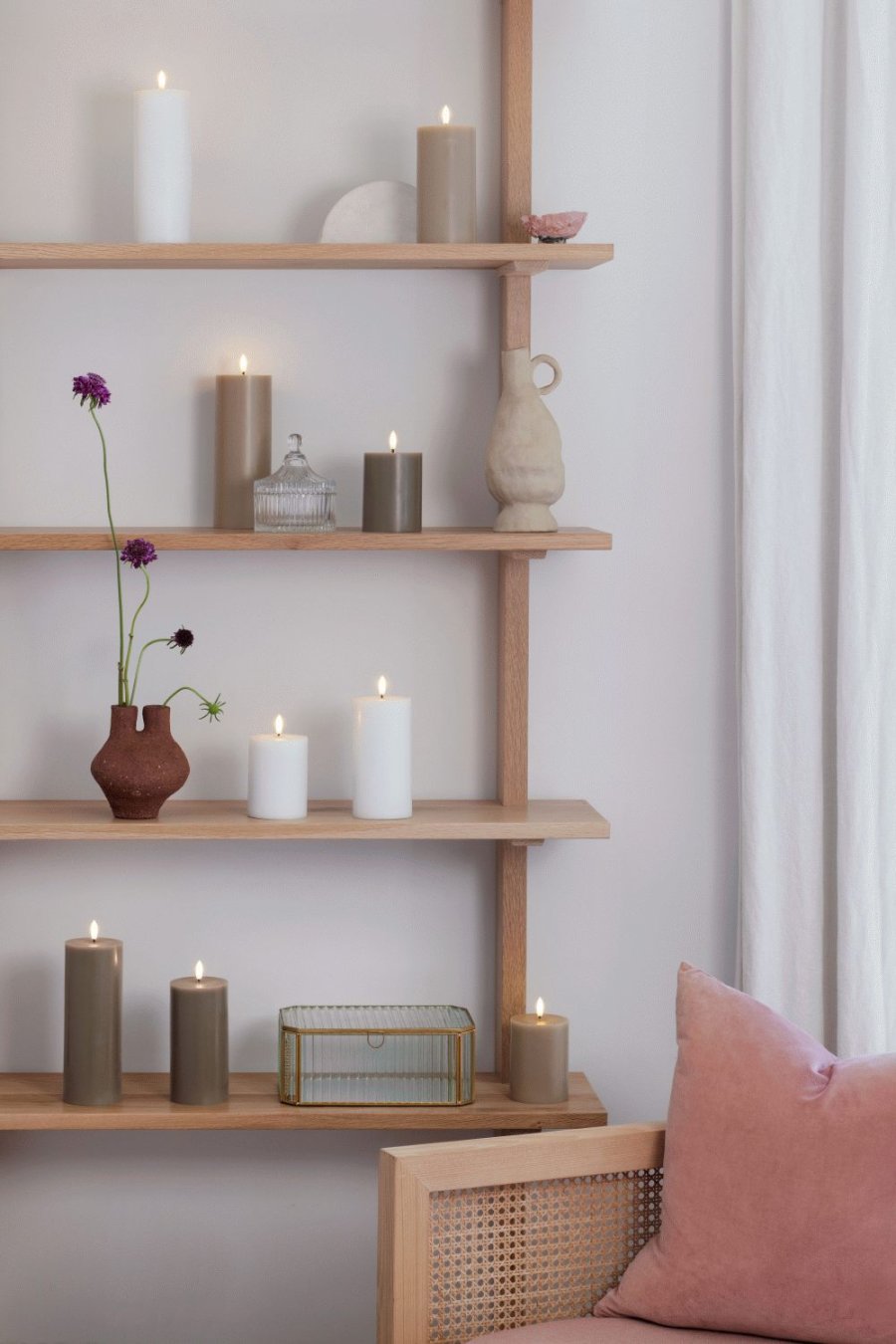 Moods & More Stumpenkerze LED 7,4xH10 cm, Dark Sand