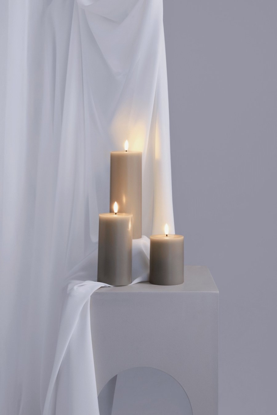 Moods & More Stumpenkerze LED 7,4xH20 cm, Sand