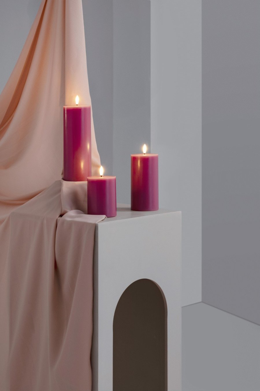 Moods & More Stumpenkerze LED 7,4xH15 cm, Vintage Rose