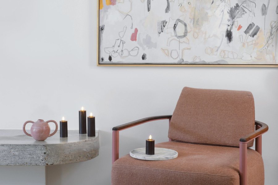 Moods & More Stumpenkerze mit Schmelzeffekt LED 4,9xH7,5 cm, Charcoal